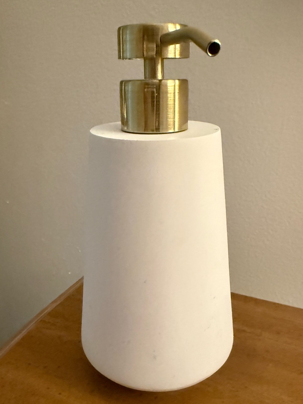 White Ceramic Soap Dispenser with Gold Pump - Modern Bath Accessory
